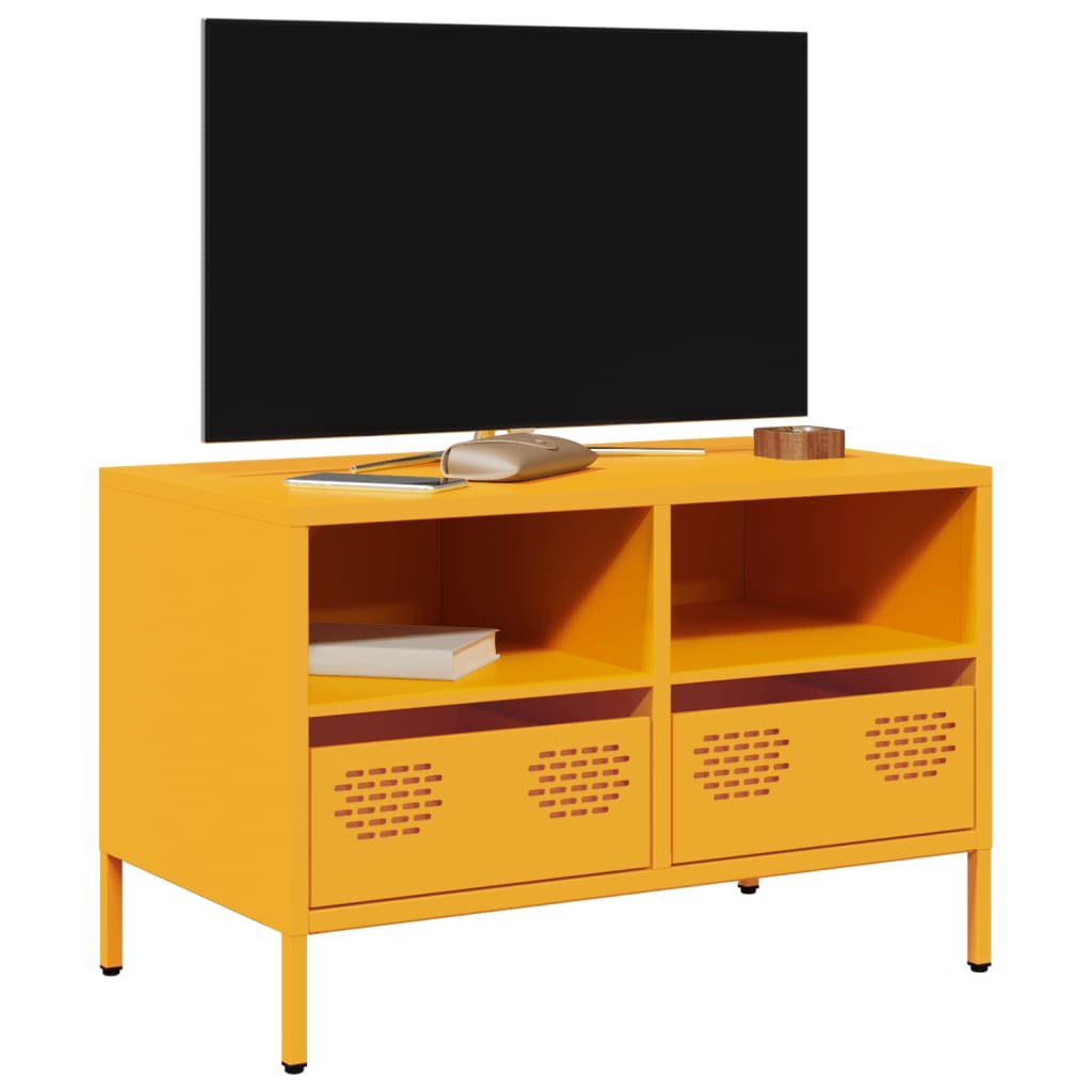 TV Stand Mustard Yellow 68 X 39 X 43.5 Cm Cold Rolled Steel