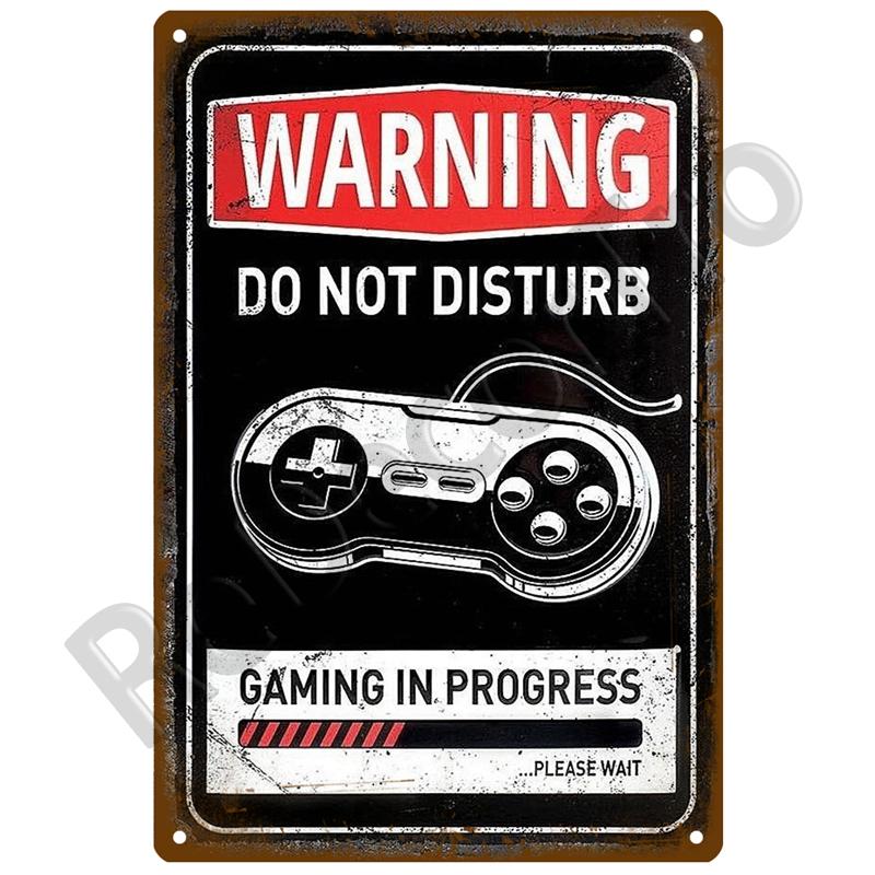 Gamer Retro Tin Sign Poster Vintage Wall Poster Metal Sign Decorative Wall Plate Kitchen Plaque Metal Vintage Decor Accessories