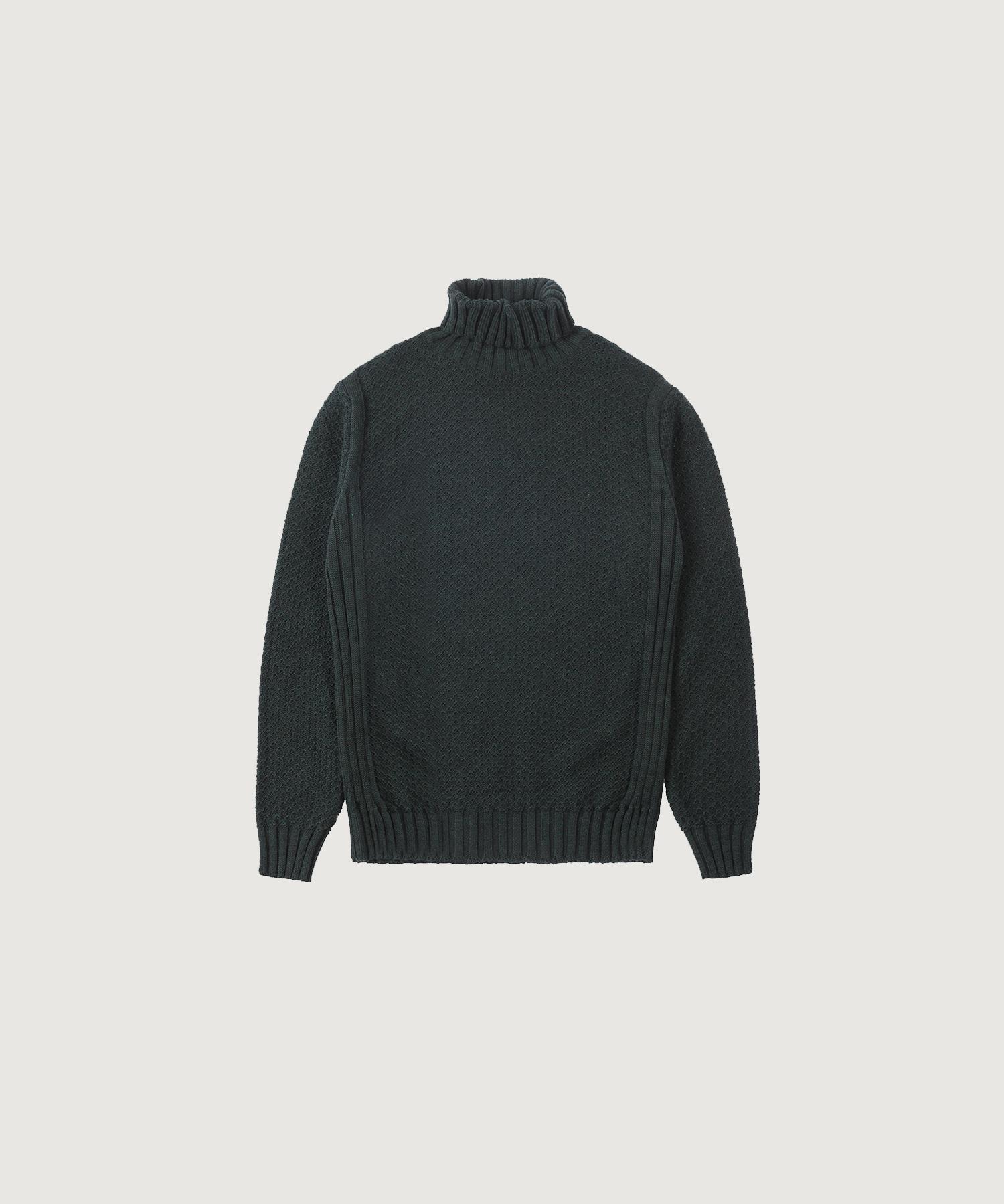 Panicalle Roll Neck Honeycomb Wool Blend Sweater [Green] Green/S