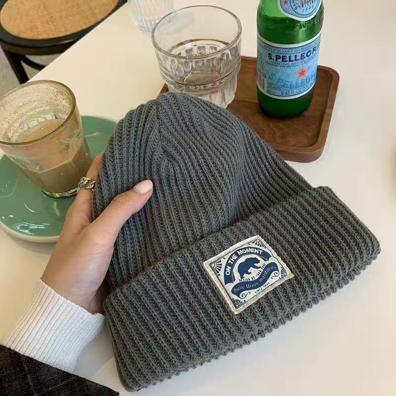 Cute headgear wool hat women's spring and autumn knitted hat women's winter warm and trendy versatile suitable for big head circumference