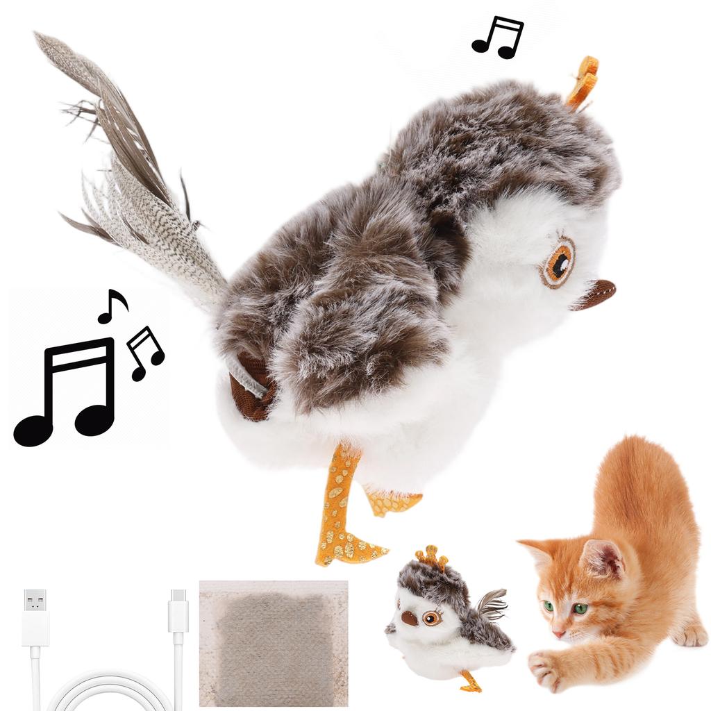 Flapping Sandpiper Cat Toy Interactive Electric Fluttering Sparrow Realistic Bird Flying Toys Engaging Pet Play Accessory