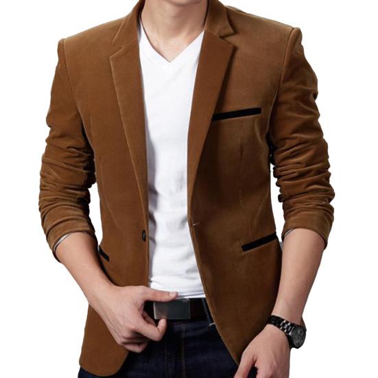 Suits Jacket Skin-friendly Long Sleeve Corduroy Men Fashion Casual Business Blazer for Autumn