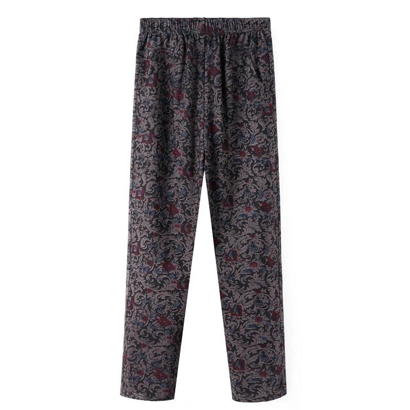 Women's Spring and Autumn Plus Size Floral Patterned Loose Wide Leg Pants Thin Breathable Elastic Waist Straight Leg Pants