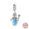 Copper Crystal Snowman Christmas Ornament Pendant Charm Compatible With Authentic Charm Bracelets Women Do It Yourself Jewellery Gift