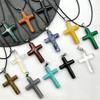 Pink Crystal Agate Cross Necklace – Semi-Precious Stone Pendant, Perfect Christmas Jewelry Gift