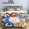 Hedgehog Sonic Pattern Bedding Quilt Set Quilt Cover Pillowcase Home Decoration Birthday Gift (1 * Duvet Cover + 2 * Pillowcase, Without Core)