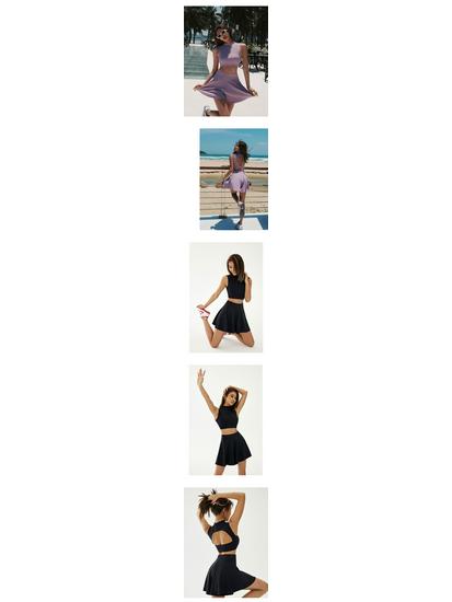 Women's Breathable Pilates & Yoga Set with Anti-Exposure Vest and Slimming Tennis Skirt