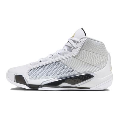 Air Jordan 38 PF FIBA Scarpe da Ginnastica da Uomo Bianco Platino Puro Oro Metallizzato FN7482-100