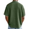 Casual  Shirts For Men Jacquared Texture Short Sleeve Tshirts Summer Loose Fit Breathable Outdoor Tops Plus Size