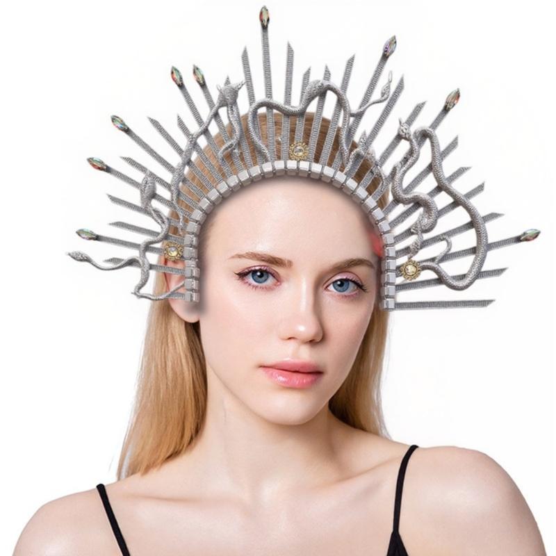 Antique Snake Design Hairband With Spiked Design For Women Daily Use and Special Event Masquerades Party Headpiece