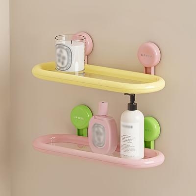 1pc Wall Mounted Corner Shelf  Durable Plastic,No Drill Adhesive Installation,Space Saving,Multi Color Options Bathroom Kitchen Organizers And Storage