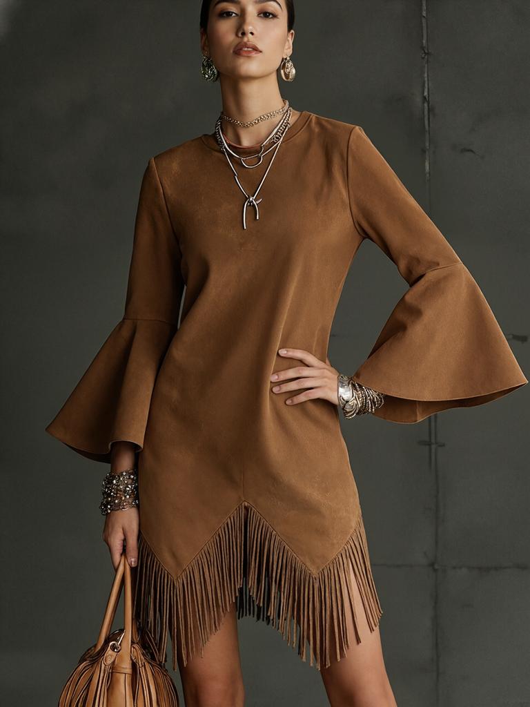 Trendy Women's Vintage Ruffled Flared Sleeve Loose Fashion Dress for Women