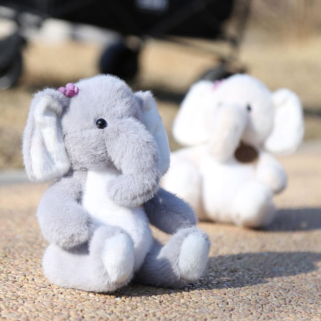 Cute Gray Beige Elephant Cartoon Plush Toy Doll For Birthday Decor