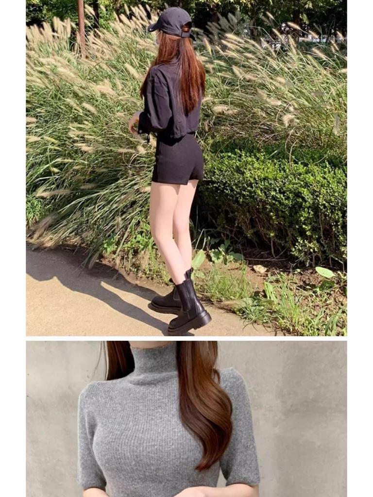 2023 Women's Woolen Black High-Waist A-Line Shorts: Autumn/Winter Slimming Casual Korean-Style Boot Shorts
