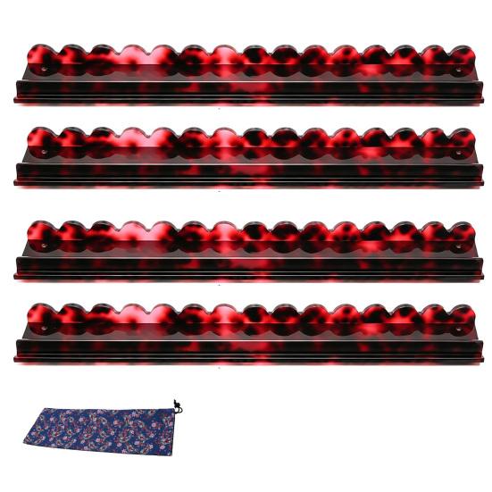 1/4Pcs Mahjong Rack with Magnetic Pusher & Storage Bag, Scalloped Acrylic Mah Jongg Tile Holder Pusher Bar, Gift for American Mahjong Players