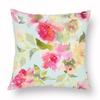 Spring Watercolor Floral Pillowcase Pink Rose Decorative  Sofa Living Room Bed  Home