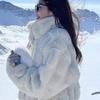 Autumn and Winter New Imitation Rex Rabbit Fur Coat Short Warm Thickened Plush Coat