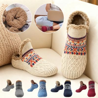 Hiver Femmes Chaussettes Chaudes Homme Épaissies Thermiques Ski Antidérapantes Chaussettes de Football Chaussette Pantoufle d'Intérieur pour Noël