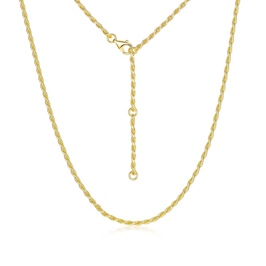 Timeless Braided Rope Chain Necklace 925 Sterling Silver With Multiple Colors Plating 2mm Rope Chain Perfect Layering Rope Chain