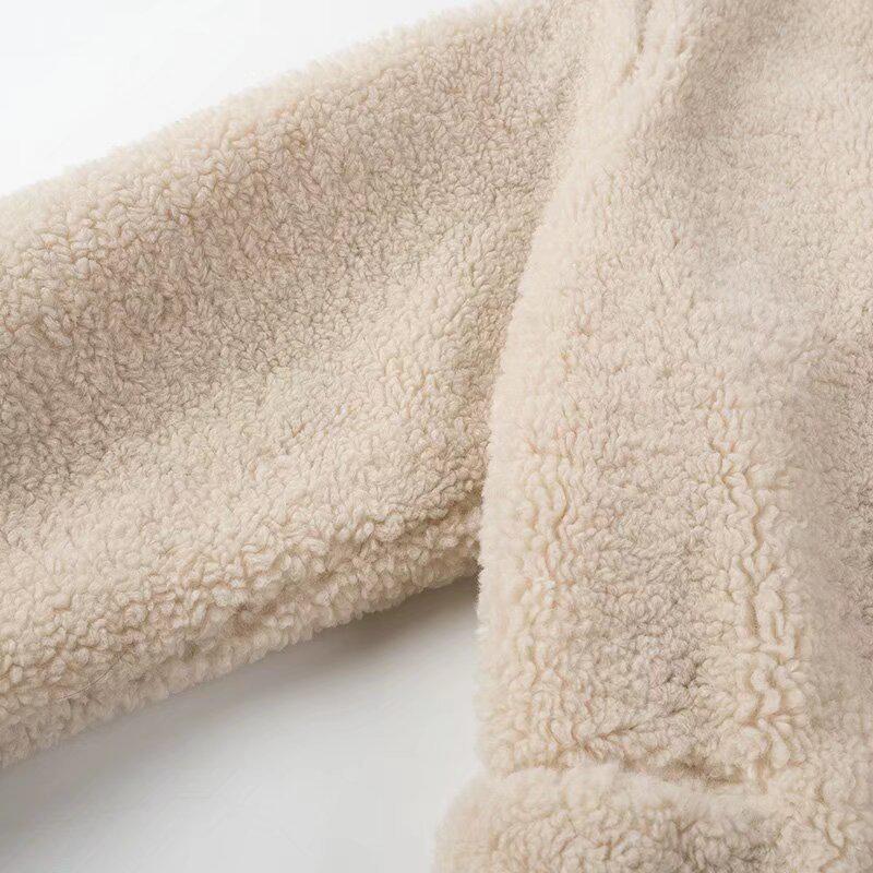 European & American Women's Street Fashion Turn-Down Collar Fuzzy Coat