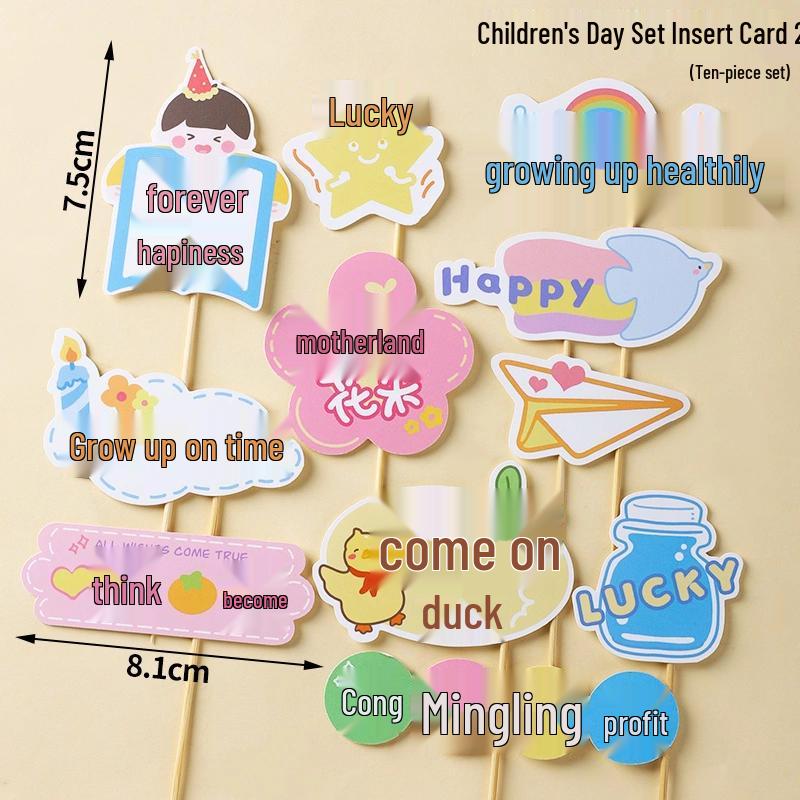 Sushi Cartoon Cupcake Toppers - Cute Mini Dessert Cards for Children's Day & Birthday Decorations
