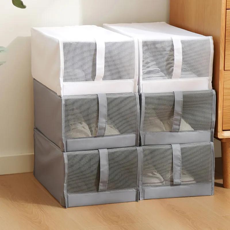 Shoe Storage Box No Installation Large Flip Style Storage Shoe Cabinet Dust-Proof Foldable Fabric Shoe Box YLE367