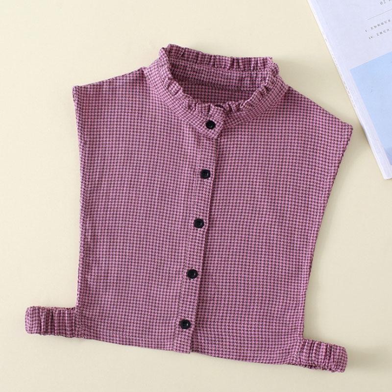 Fashion Plaid Fake Collar Women Detachable collars New Cotton False Collar Shirt Tie Female Removable Dickie Half Shirt Women