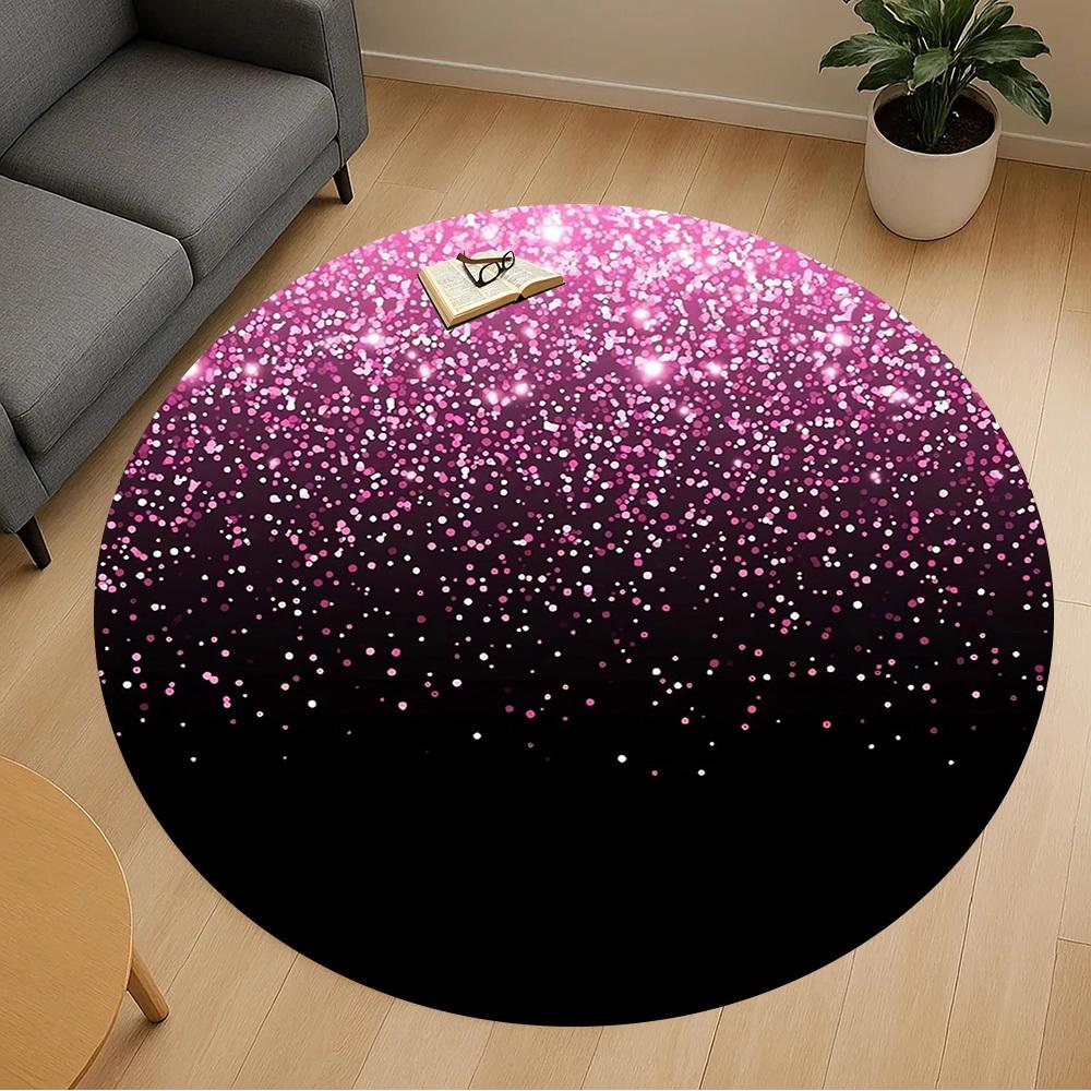 1pc Glitter Sparkle Round Chair Mat Office Area Rug - Non-Slip, Floor Mat for Office, Bedroom, and Indoor Decor P127200
