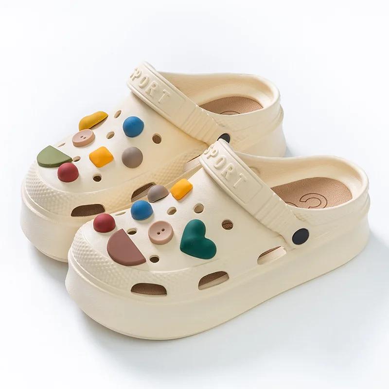 

Женские сандалии Модные подвески Клоги Обувь Износостойкость Увеличенная Нескользящая Обувь на высоком каблуке Обувь с отверстиями Пляжные сандалии Sandalias Mujer 39-40