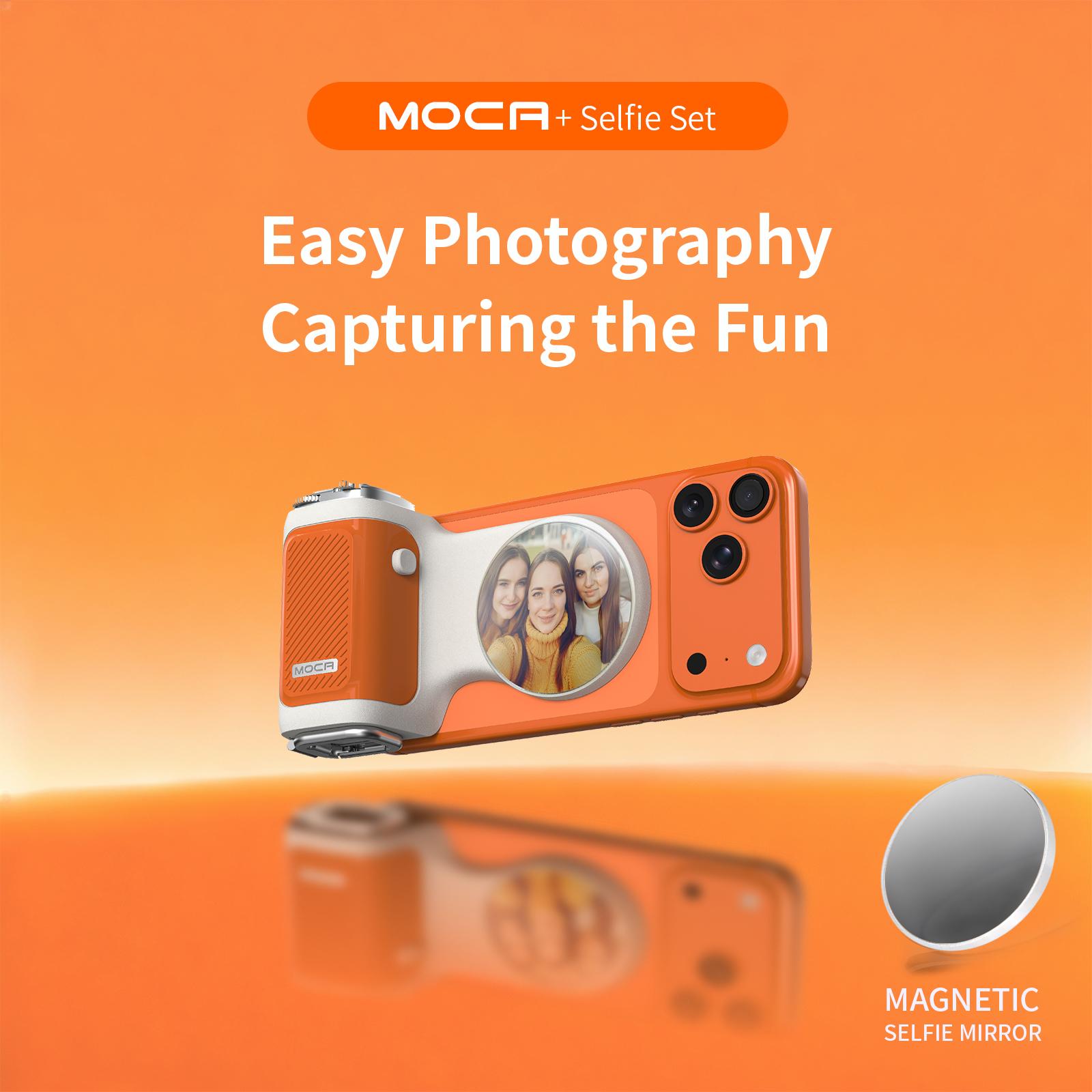 

COMITOK MOCA iPhone Camera Assistant,1Click Lens Flip Shutter Grip/Detachable charging remote control+Optional Fill Light/Mirror