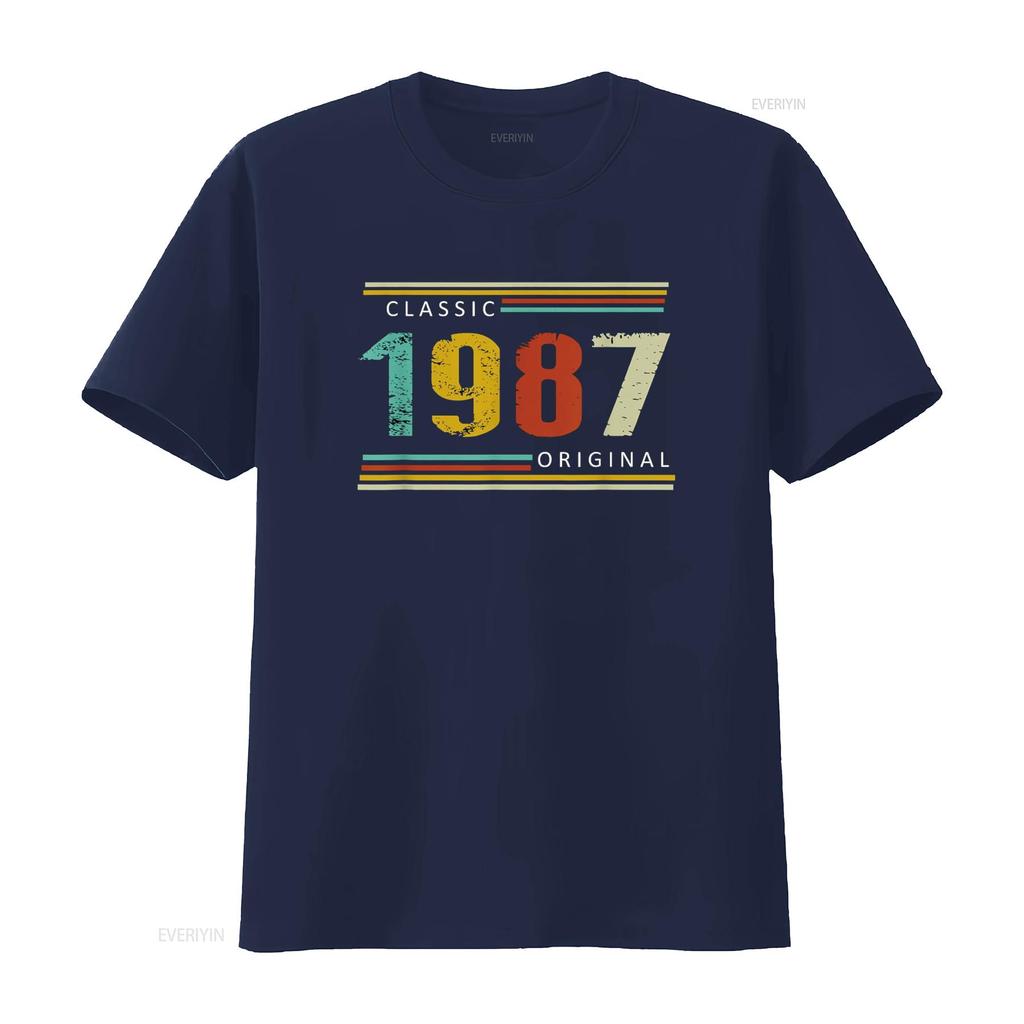 Birthday Classic of 1987 Original 37th Retro T Shirt Vintage Washed Soft Fashion Versatile Breathable Graphic Stretched Unisex