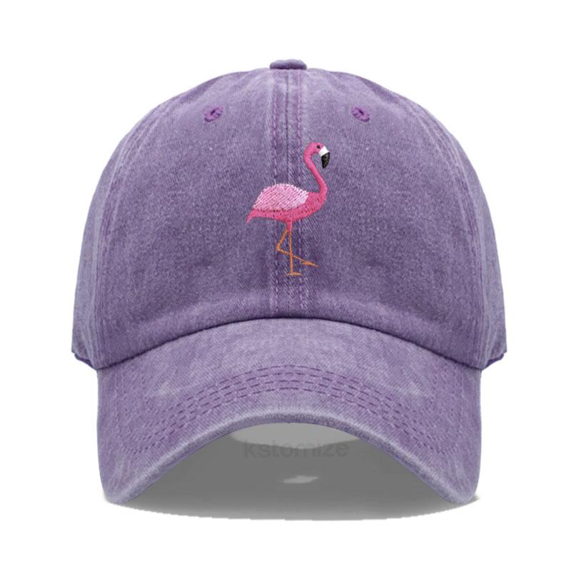 Animal Embroidery Flamingo Baseball Caps For Men Women Retro Soft Washed Cotton Dad Hat Snapback Cap Dropshipping