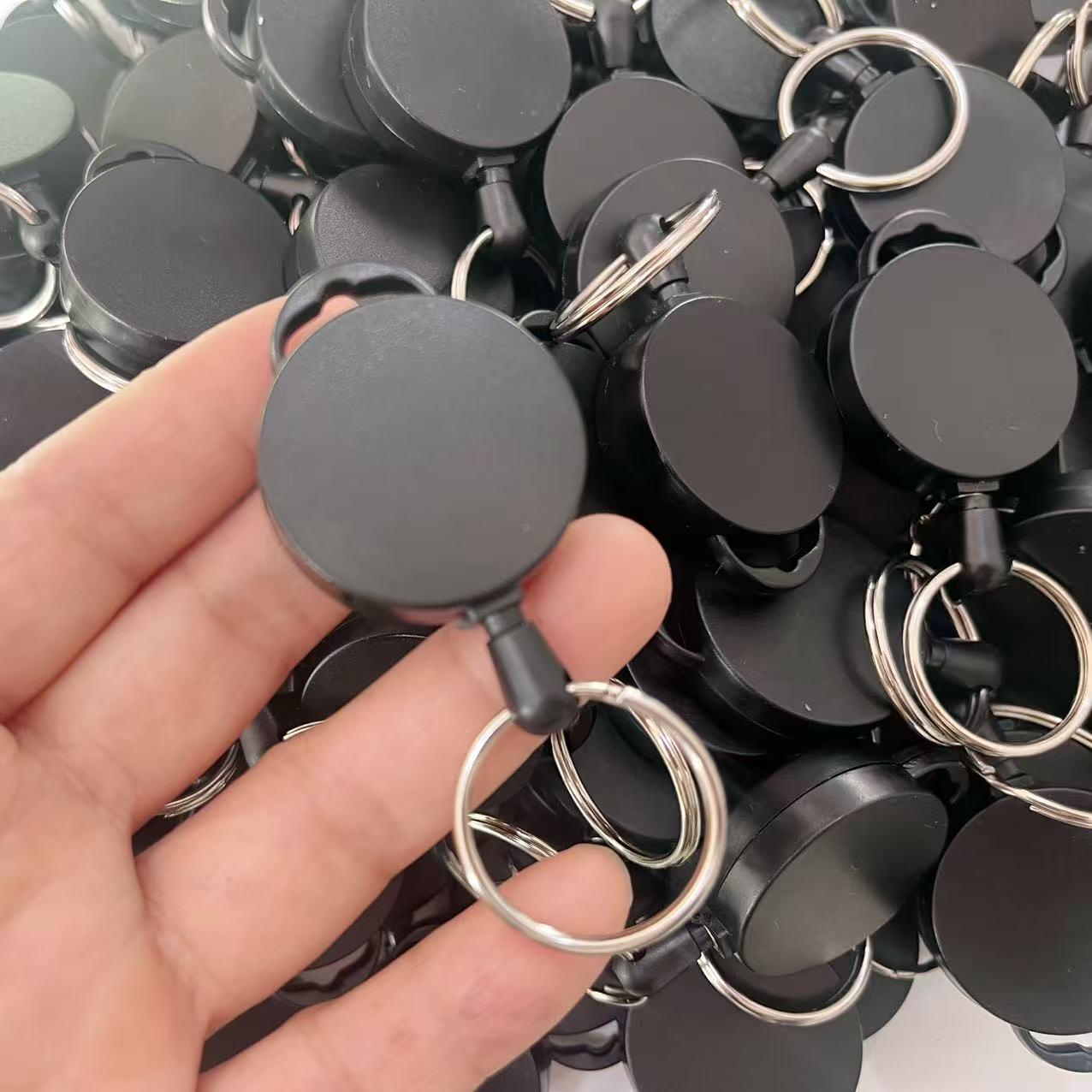 

4CM Thick Steel Wire Retractable Keychain with Paracord Gourd-Shaped Carabiner темно-серого