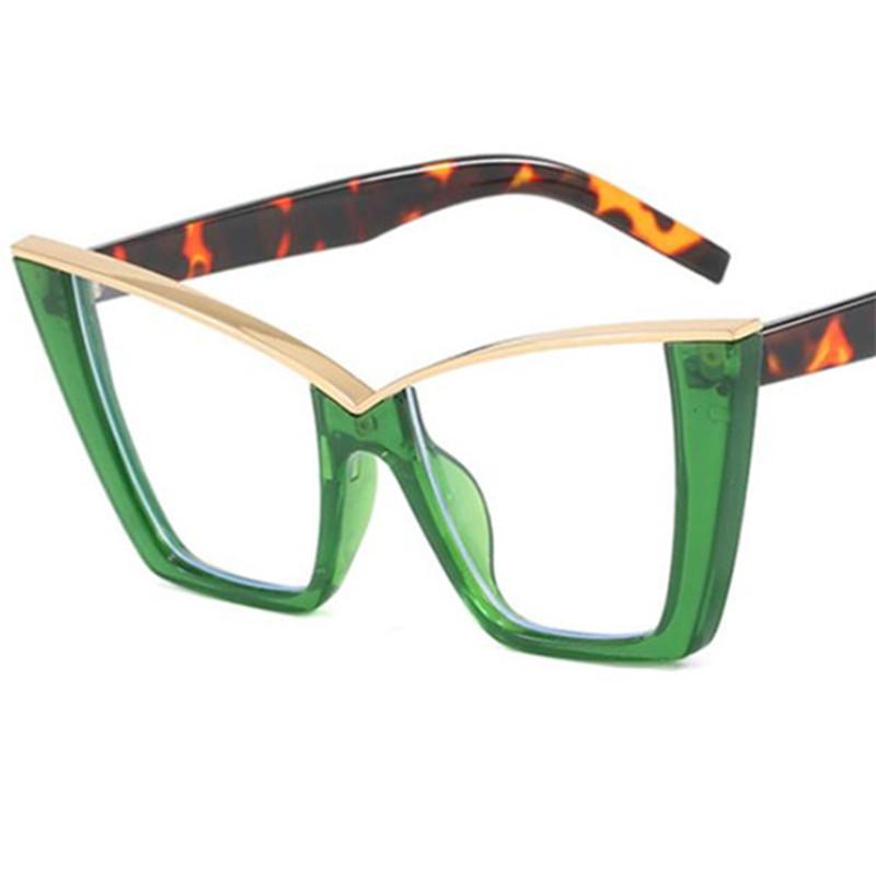 Fashion Optical Light Glasses Women Eyeglasses Cat Eye Spectacles Oversize Frame Ornamen Semi-Rimeless Design Ornamental