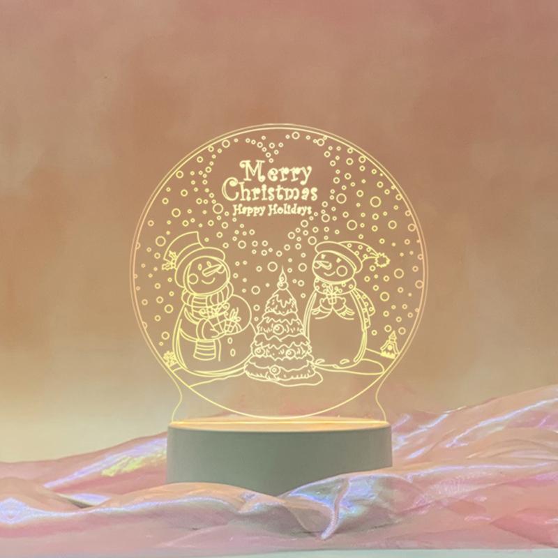 Luce Notturna 3D di Natale Babbo Natale Creativo Albero di Natale Lampada da Tavolo USB per Casa Camera da Letto