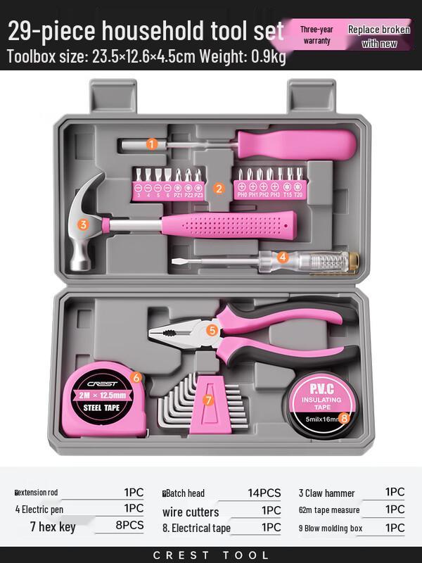 29-Piece Pink Home Repair Tool Set