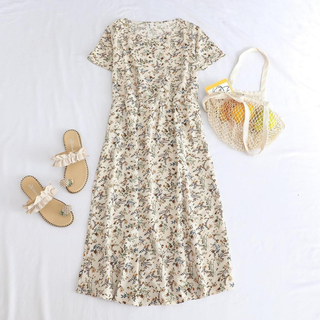 Elegant Mid-Length Short-Sleeved Dress for Middle-Aged and Elderly Women - Fashionable and Age-Reducing