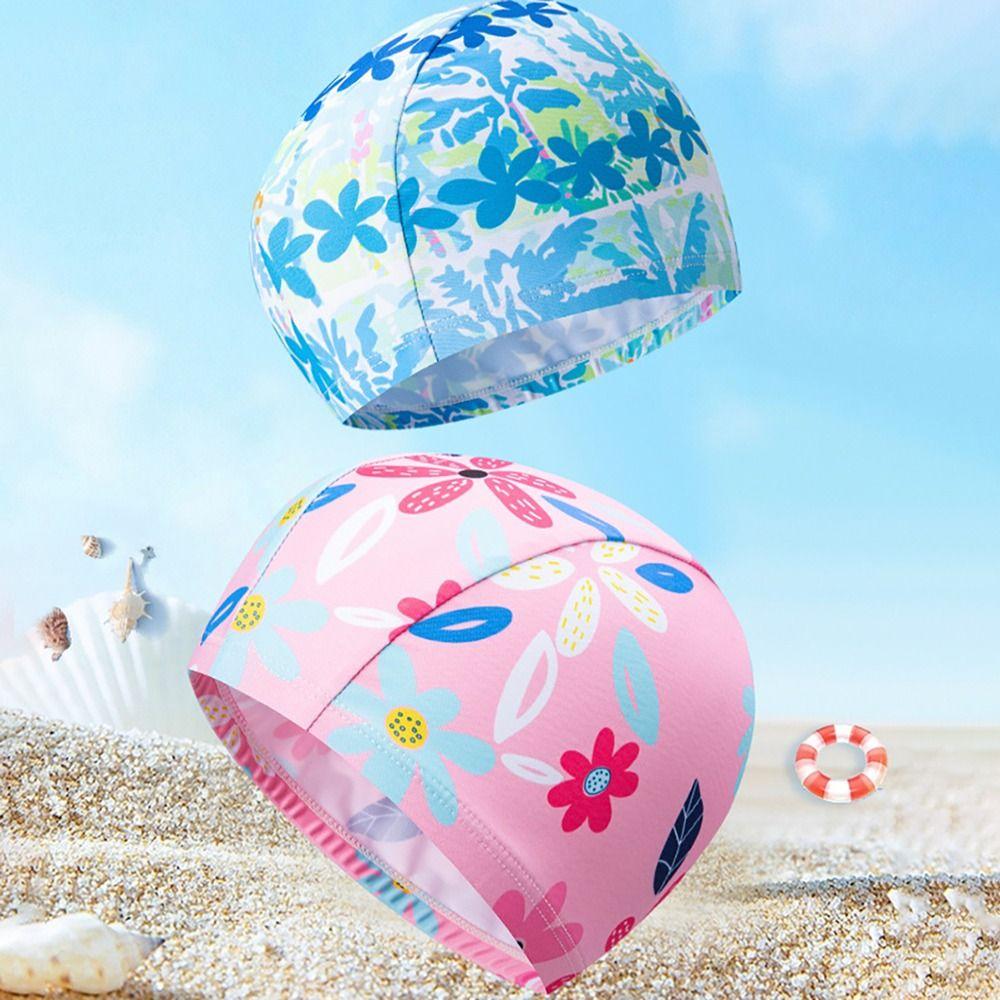 Hohe Elastizität Badekappe Polyester Kinder Badekappe Bequeme Schwimmkappe Mädchen