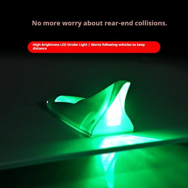 Solar Powered Car Shark Fin Anti Collision Warning Light 8 LED Flashing Waterproof Auto Safety Strobe Roof Decorative Light
