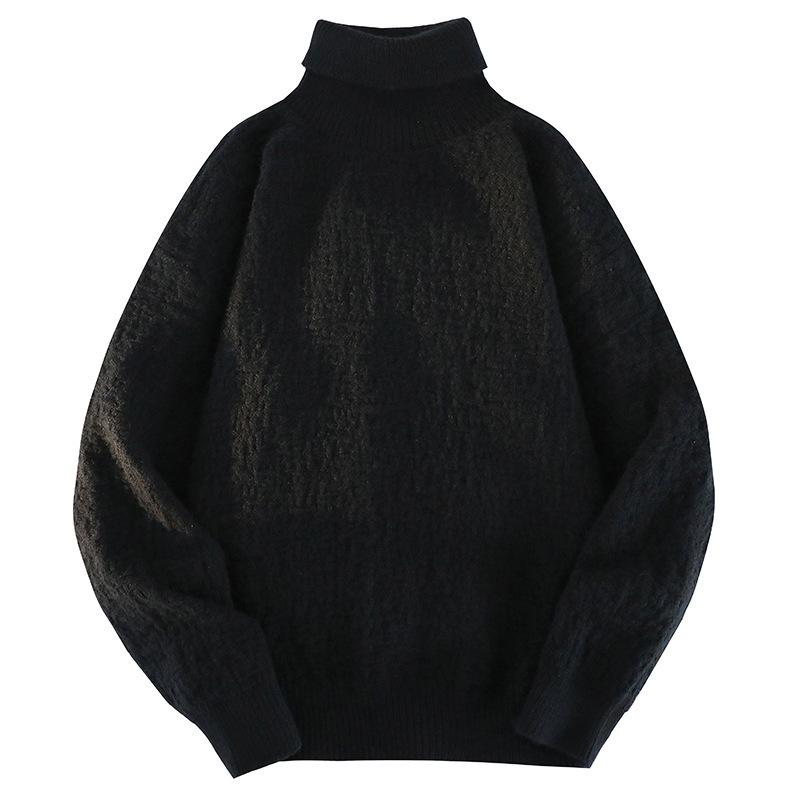 White Pullover Turtleneck Men's Knitted Sweater Autumn and Winter New Trendy Brand Loose Casual Student Sweater