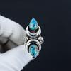 Copper Turquoise Adjustable 925 Sterling Silver Ring - Fits US Sizes 6 to 10 - Handmade Boho Jewelry for Women & Men, Valentine Gifts