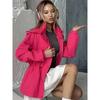 Women Hooded Windbreaker Jacket Drawstring Waist Snap Button Front Elastic Cuff Lightweight Outdoor Casual Waterproof JacketOuterwear
