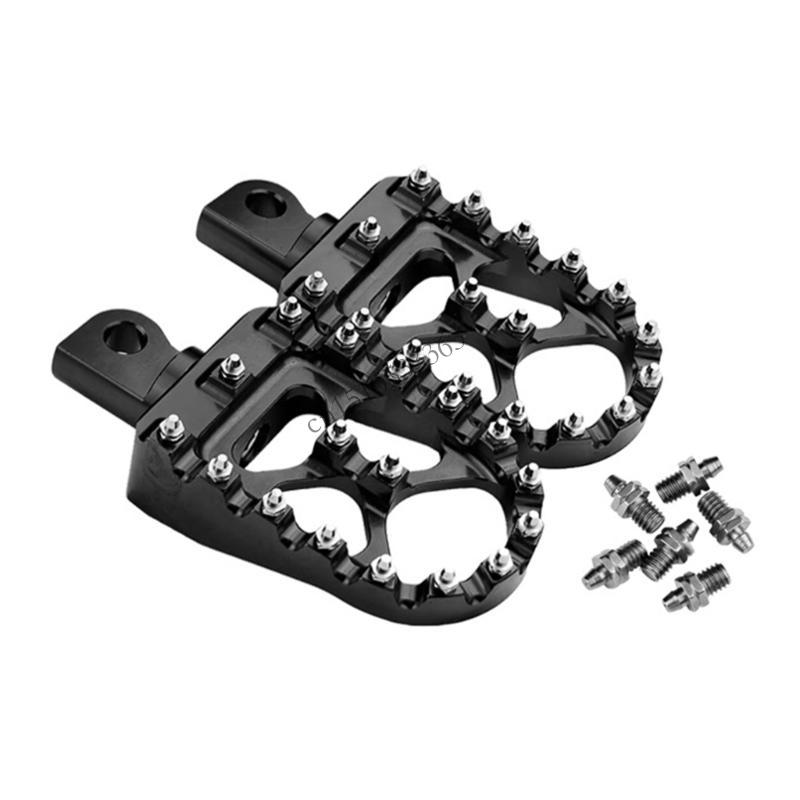 090E Aluminum Vintage Motorcycle Foot Pegs Enhanced Traction Universal Application 2x чёрный