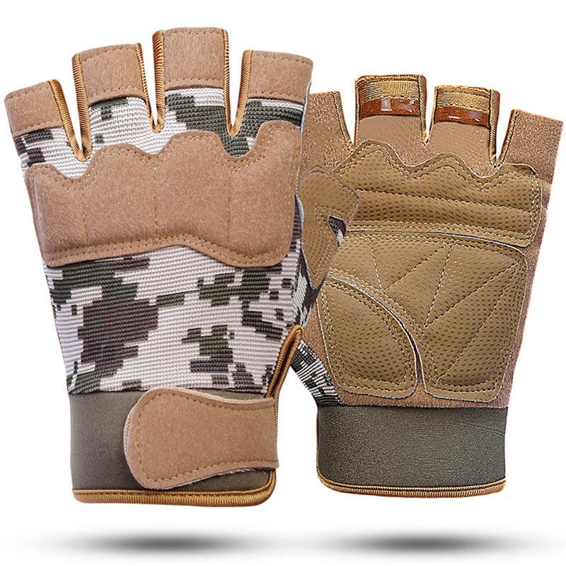 Tactical Half-finger Gloves Camouflage Men's and Women's Outdoor Motorcycle Riding Gloves Sports Protective Fitness Gloves Special Forces