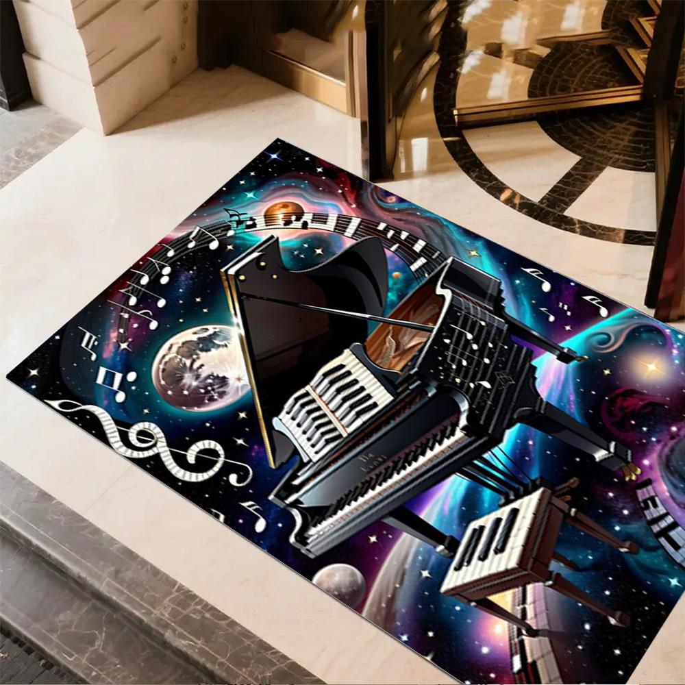 

Music Notes and Guitars Rug Home Carpet Non Slip Design for Office Decor Gift Living Room Bedroom 40cmx60cm