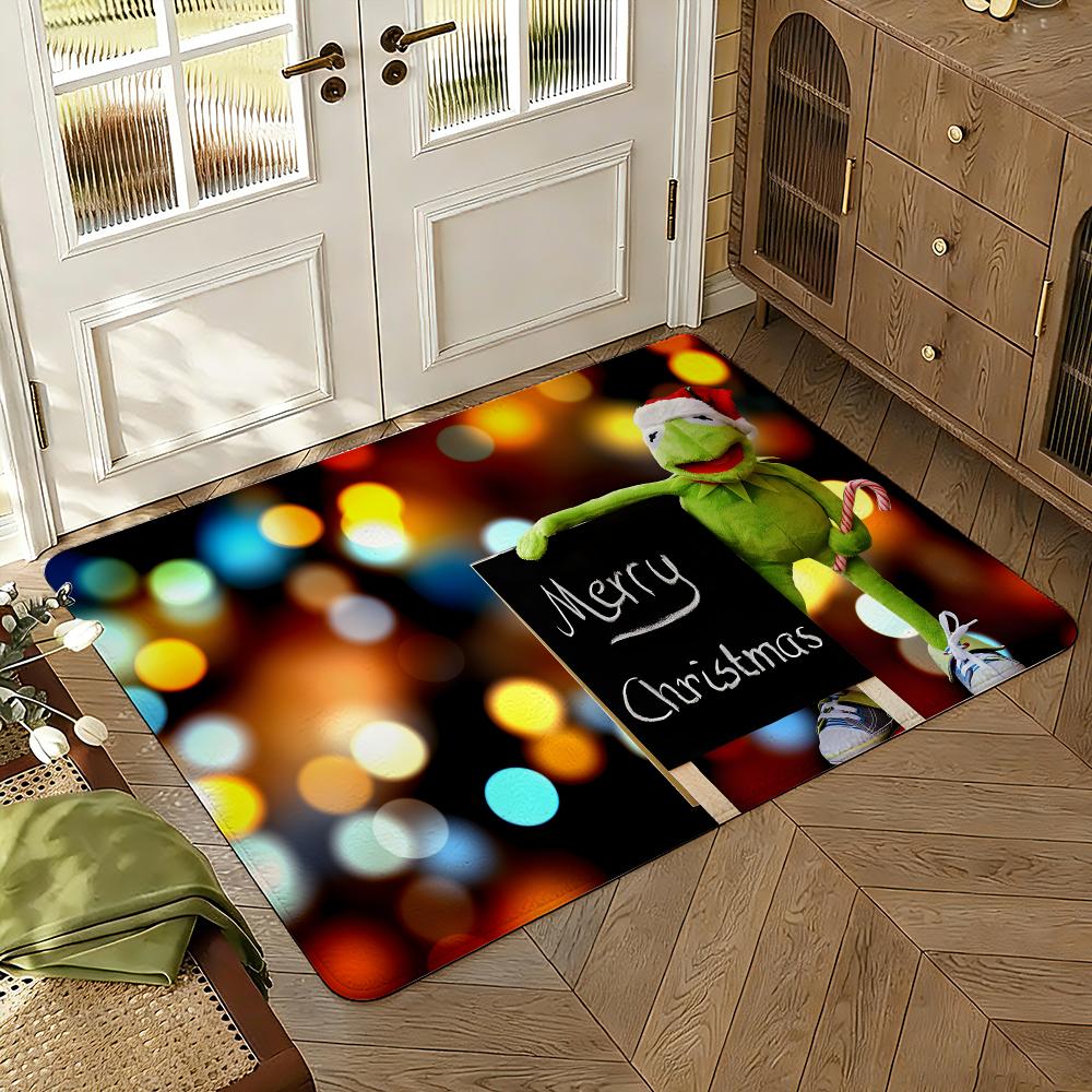 Funny Animal and Frog Kermit Floor Mat Soft Thickened Absorbent Non-Slip Bedroom Living Room Door Mat Home Decor Flannel Rugs