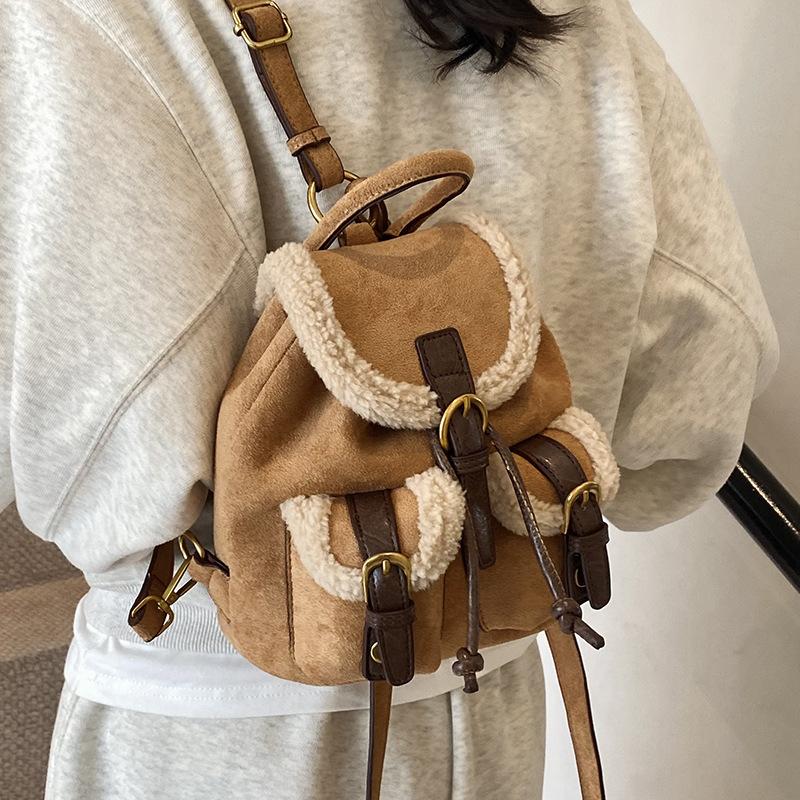 Autumn and Winter Retro Niche Multi-pocket Backpack Maillard Trend Explosion Commuter Fashionable Portable Tote Bag Women