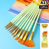 Detail Painting Brushes Set Professional Round Flat Nylon Hair Watercolor Paint Brush For Kid Students Artists Oil Painting Tool