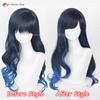 Hochwertige Shiraishi An Cosplay Perücke Lang 70cm Blauverlauf Lockiges Haar Hitzebeständig Synthetisches Haar Partyperücken + Perückenkappe