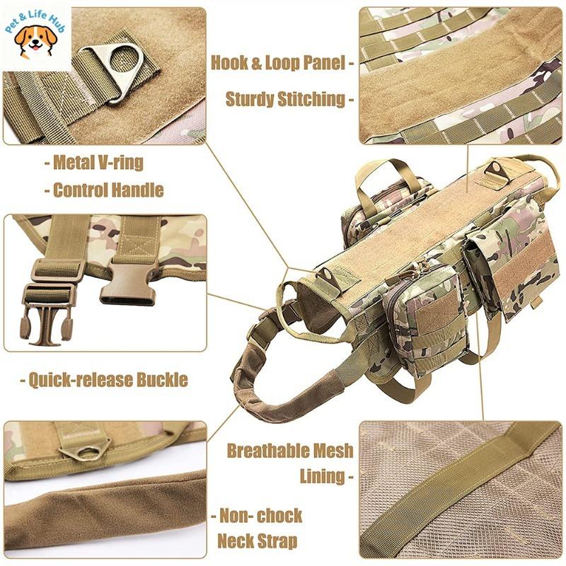 Tactical Camouflage Dog Harness Leash Set Military Training Vest for German Shepherd Malinois Working Dogs Pet Supplies